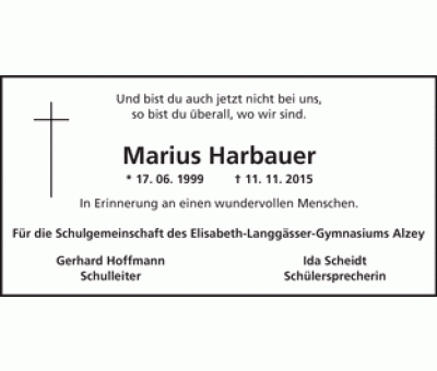 Anzeige Marius Harbauer