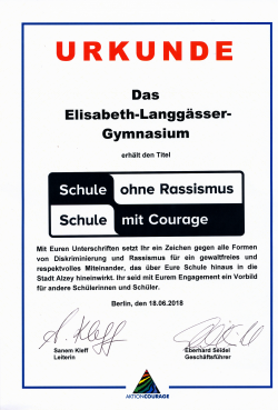 Urkunde Schule ohne Rassismus Page 1